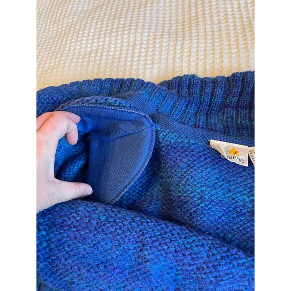 VTG Liz Claiborne Retro Blue Knit Wool Button Up Balloon Sleeve Cardigan Medium - Picture 13 of 13